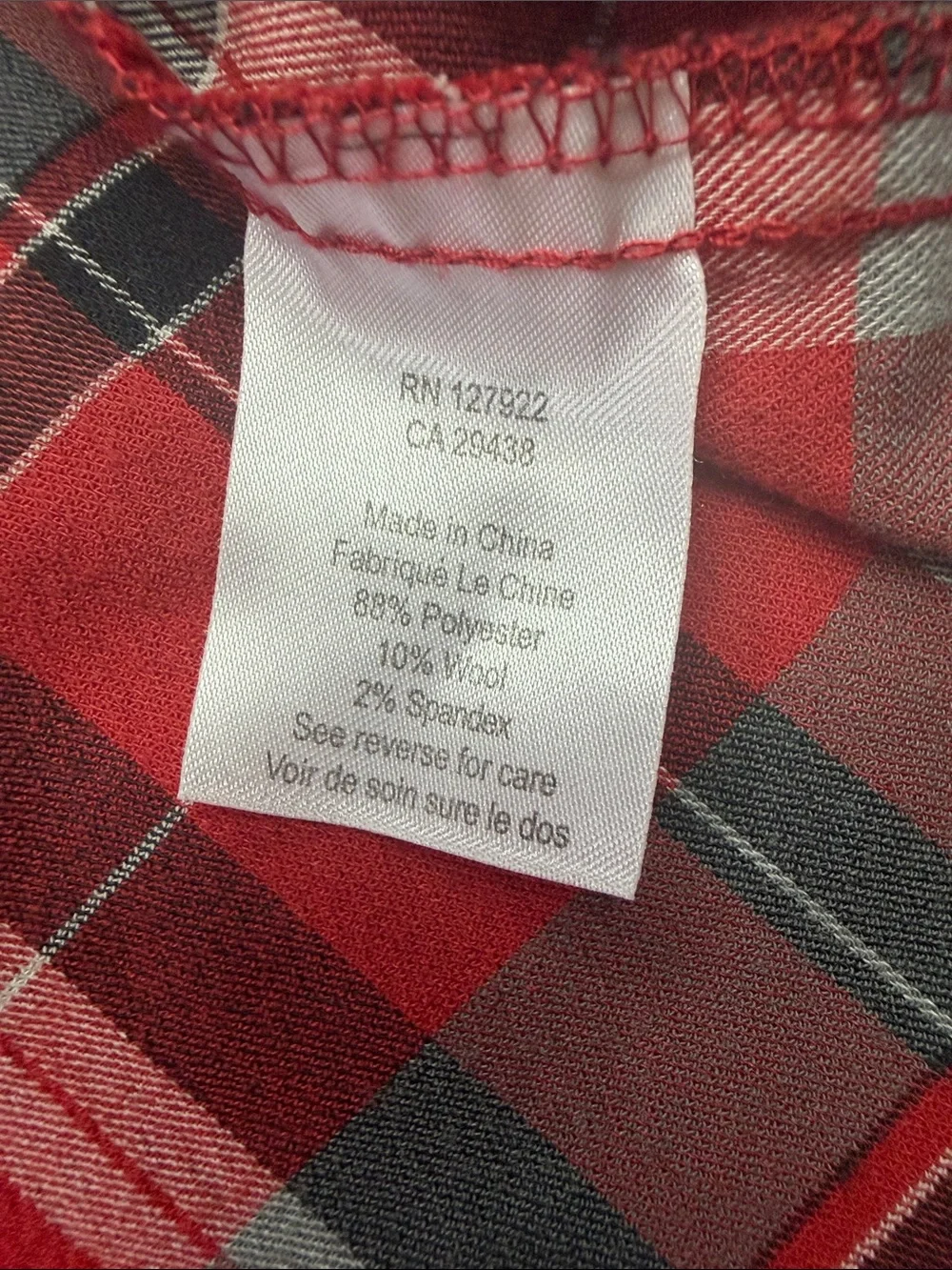 Mountain Khakis Men’s Red and Gray Plaid Wool Blend Flannel Button-Down Shirt. L